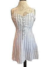 Forever 21 White Striped Lace Up Mini Dress Size Small