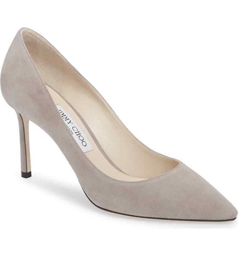 Jimmy Choo Romy 85 Opal Grey Suede Pump 