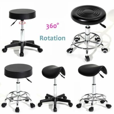 FCH Round/Saddle Swivel Adjustable Salon Stool Massage Spa Lift Barber Chair