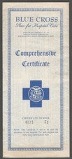 Blue Cross Chicago 1946 Comprehensive Medical Insurance Coverage Certificate