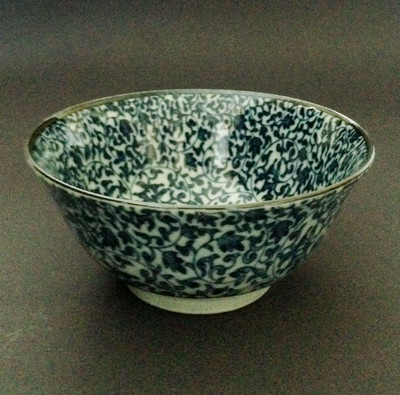 SET of 2 Japanese Chinese 6''D Rice Soup Bowl Blue Kosome Karakusa Made in Japan