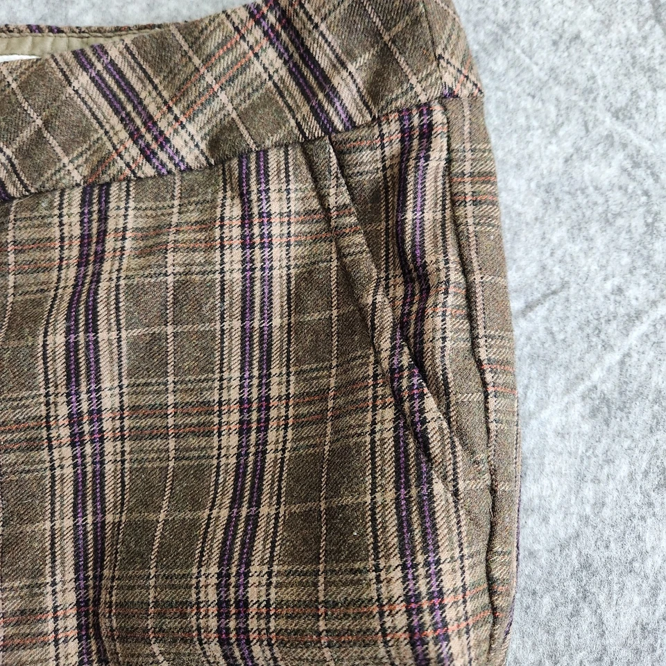 Trina Turk Plaid Lined Pants Womens 0 Brown Flare Preppy Academia Y2K Dress - Image 4 of 4