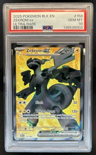 2025 Pokemon Black Bolt Zekrom ex Ultra Rare #158/086 PSA 10 GEM MINT