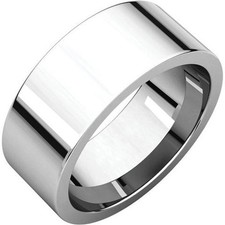 8mm 14K Solid White Gold Plain Flat Comfort Fit Wedding Band Ring New All Sizes