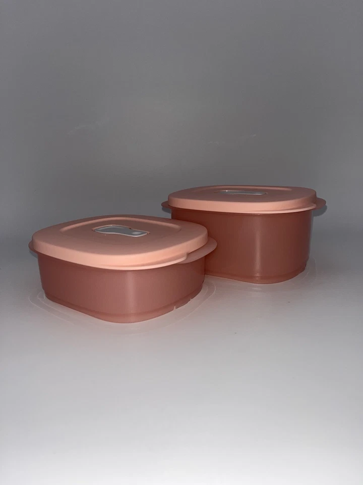 Tupperware Microonde Sicuro CrystalWave PLUS Mini Rettangolare Set di 2 Nuovo - Immagine 4 di 4