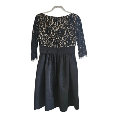 Eliza J Dress Size 6 Formal Fit Flare Lace Bodice Scalloped V-Neck Black  Lined | eBay