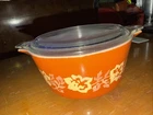 Vintage Pyrex Casserole Terra Cotta Rose 474B 1.5 quart with lid Designer Series
