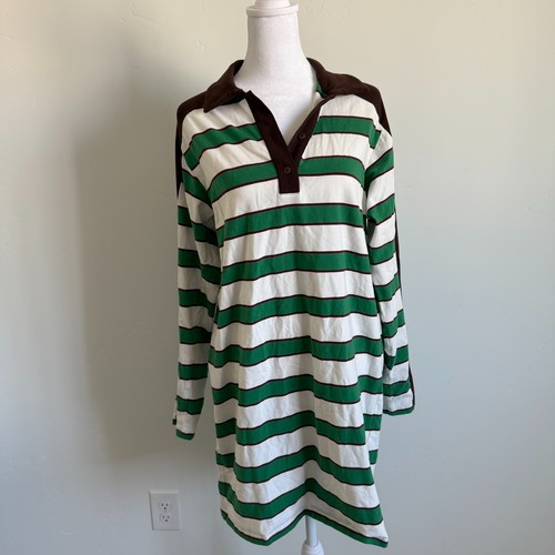 Urban Revivo Striped Mini Polo Cotton Shirt Dress Preppy Academia Size 6 - Picture 5 of 13