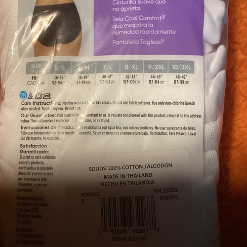 Hanes Cotton Briefs 6 Pack Breathable No Ride Up White Size 8 XL New! - Picture 3 of 5