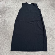 Everlane Japanese Goweave V-Neck Midi Shift Dress Womens 0 Black Sleeveless