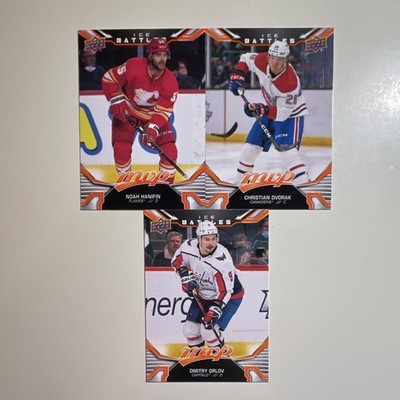 Upper Deck 2022-23 MVP Ice Battles Hanifin Dvorak Orlov Card Lot (3 Cards)