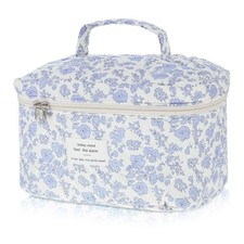 Large Makeup Bag, Cute Quilted Makeup Bag for Women, Travel Cotton Make Up Or...