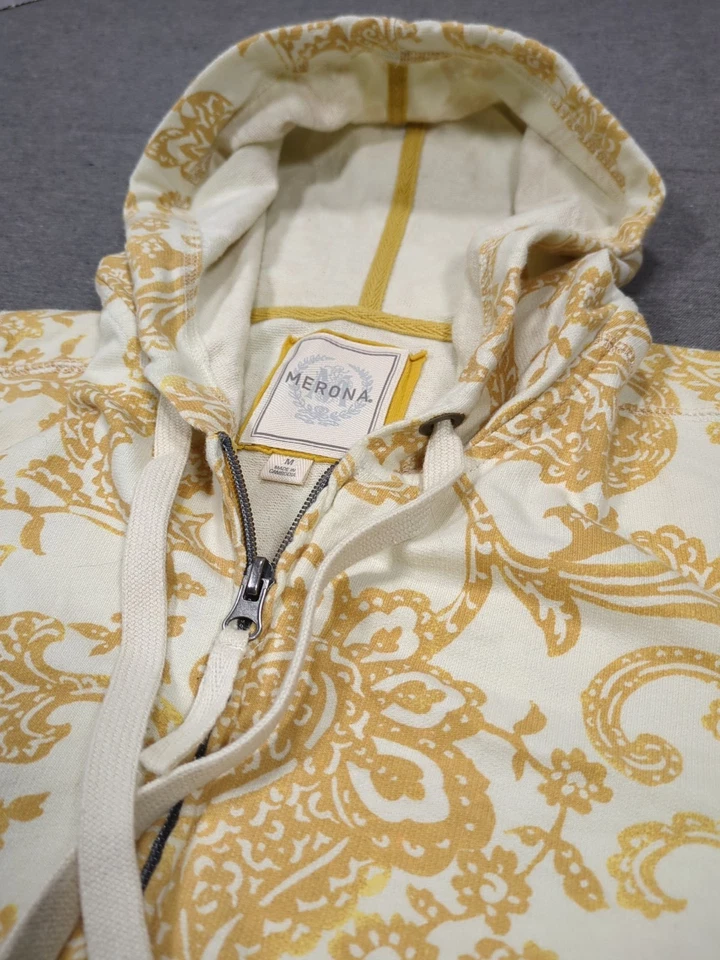 Sudadera con capucha vintage Y2K amarillo cachemir manga corta bolsillos completos con cremallera para mujer mediana Foto 2 de 4