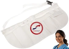 10 Pocket Nylon Organizer Medical Nurse Belt Uniform Apron - White - Large