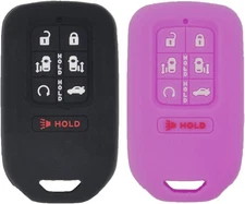 2pcs 7 Buttons Soft Silicone Car Key Fob Cover Case Black&Purple 