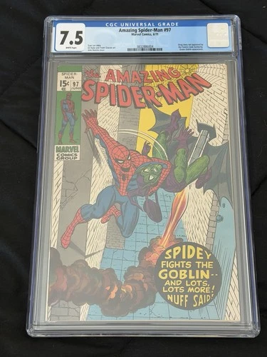 Amazing Spider-Man #97 CGC 7.5 Green Goblin Drug Issue 1971 No Code WHITE PAGES
