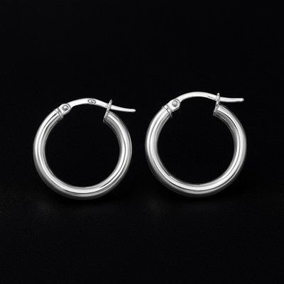 Women Silver Hoops, Real Silver Small Hoop 20x20mm, Aretes Para Mujer Plata Real