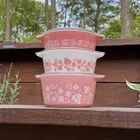 Vintage Pyrex Pink Gooseberry Casserole Set 471 472 473 with Lids