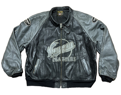 Rare Vintage VANSON Leathers Motorcycle Jacket Men's Size 54 Embroidered Script