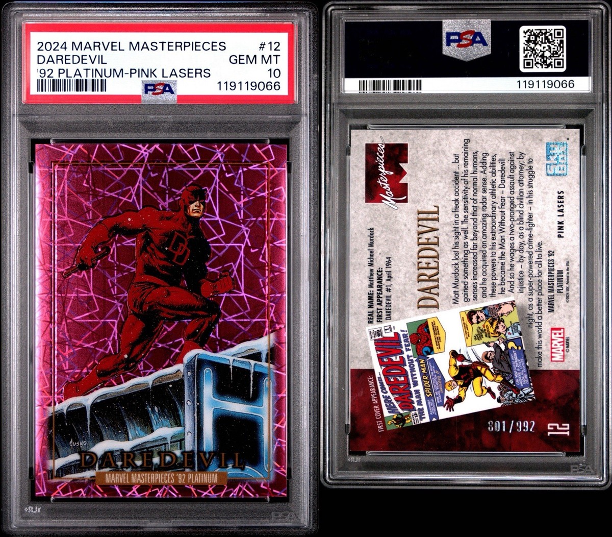 2024 UPPER DECK MARVEL MASTERPIECES '92 PLATINUM #12 DAREDEVIL