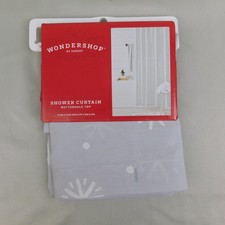 Wondershop 72" Cotton Blend Christmas Shower Curtain Gray Snowflake Print 8992