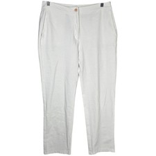 Eileen Fisher White Organic Cotton Blend Tapered Ankle Pants Womens Medium