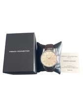 French Connection Men’s Watch Stainless Steel with A Broth Leather Strap New