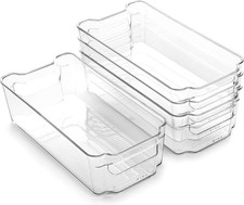 Medium Clear Stackable Storage Bins 4 Pack Pantry Fridge Organizer