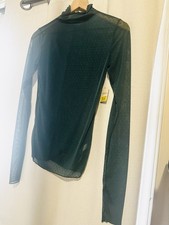 Free People Green Sheer Lace Long Sleeve Top Size S NWT