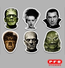 Universal Movie Monsters 6pc 2 Stickers Frankenstein Werewolf Dracula Mummy Universal Movie Monsters 6pc 2 Stickers Frankenstein Werewolf Dracula Mummy