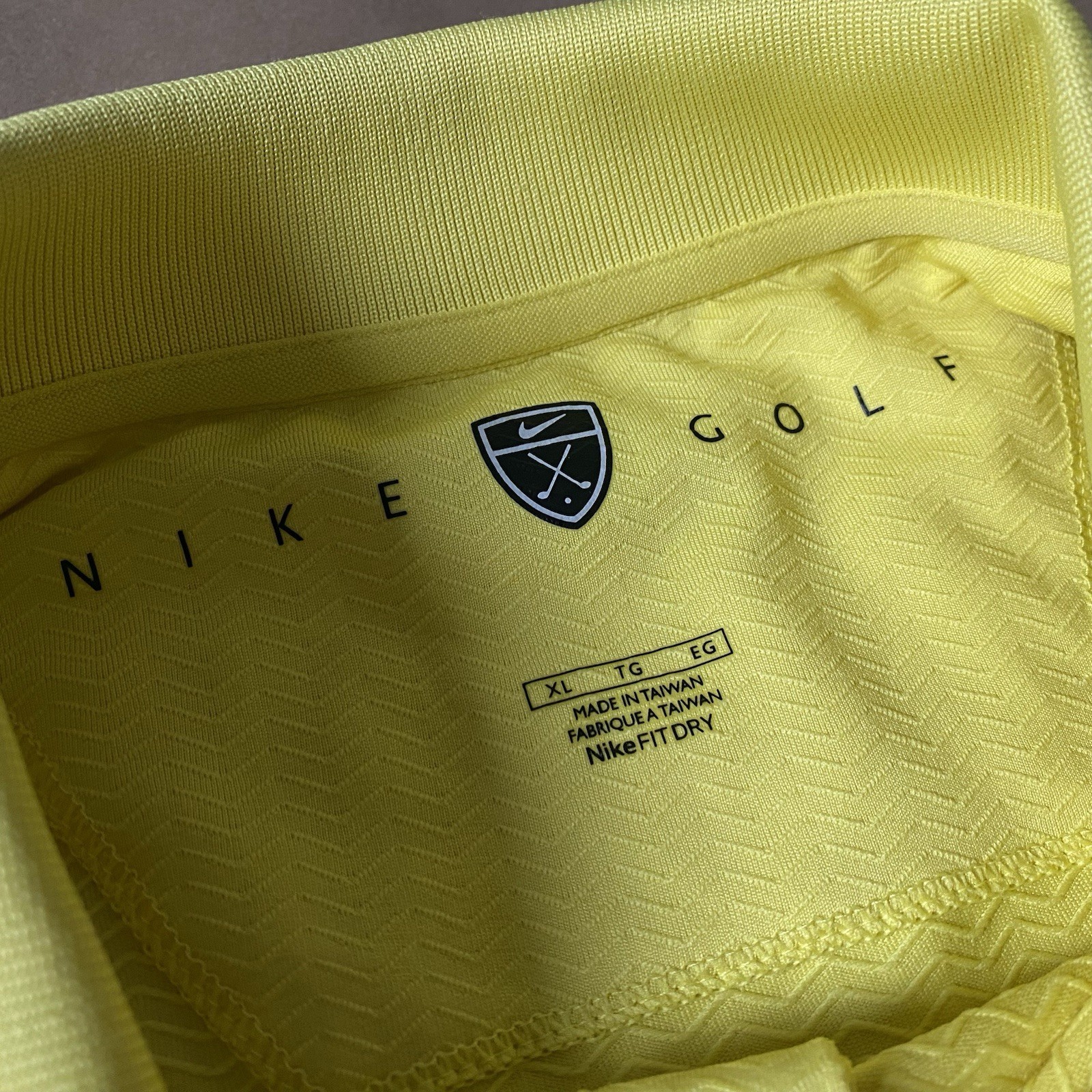 Nike XL X-Large Golf Fit Dry Stretch Polo CL Yellow Textured Patterned West Bend thumbnail 14