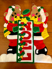 Felt  Sequins - Handmade Finished - Noel - Christmas Wall Hanging Teddy Bears