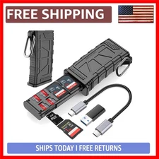 High-Speed 2-in-1 SD Card Reader & Holder - 312MB/s USB 3.1 Type-C for Camera...