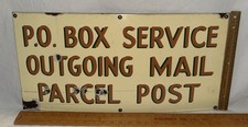 ANTIQUE RARE POST OFFICE PORCELAIN SIGN PO BOX OUTGOING MAIL PARCEL DROP LETTER