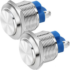 2Pcs 22Mm 12V/24V/125V/250V/2A Momentary Push Button Screw Type Terminals Stainl