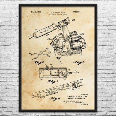 Hair Curler Patent Wall Art: Salon Wall Art, Stylist Gift, Bathroom Decor