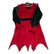 Adult Elf Costume Dress w/ Hat XL Christmas Holiday Outfit Women  s Green Red