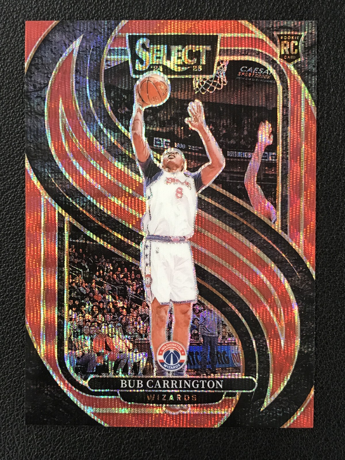 2024-25 Panini Select #197 Bub Carrington Red Wave Prizm Washington Wizards