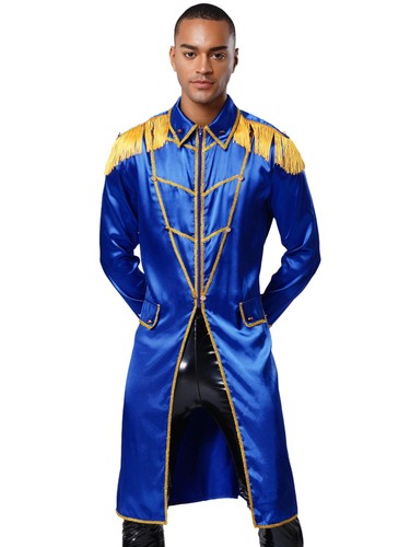 Men Tailcoat Holiday Jacket Halloween Long Coats Costume Cardigan Gothic Tops - Picture 16 of 70