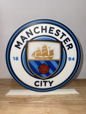 Manchester City F.C. Futbol Soccer 3D Logo Sign Shelf Art Wall Display Silva