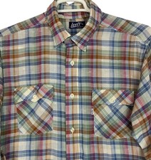 Levis Mens Plaid Button-Up Western Shirt XL Regular Fit Long Sleeve Vintage 80s