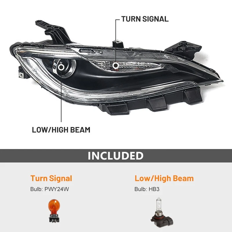 Pair w/o LED DRL Halogen Headlights For 2015-2017 Chrysler 200 Headlamps LH RH Foto 2 de 4