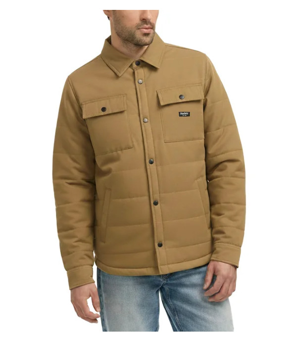 Hurley Men's Quilted Shirt Jacket Tan Size XL