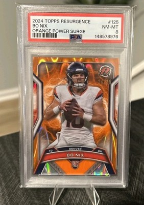 2024 Resurgence -  Bo Nix #125 Broncos Orange  Refractor /25 (RC)  Psa 8 Rookie