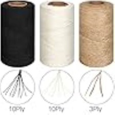 Twine String, Natural Jute Twine, 2mm White, Tan  Black 984 Ft. for Crafts 