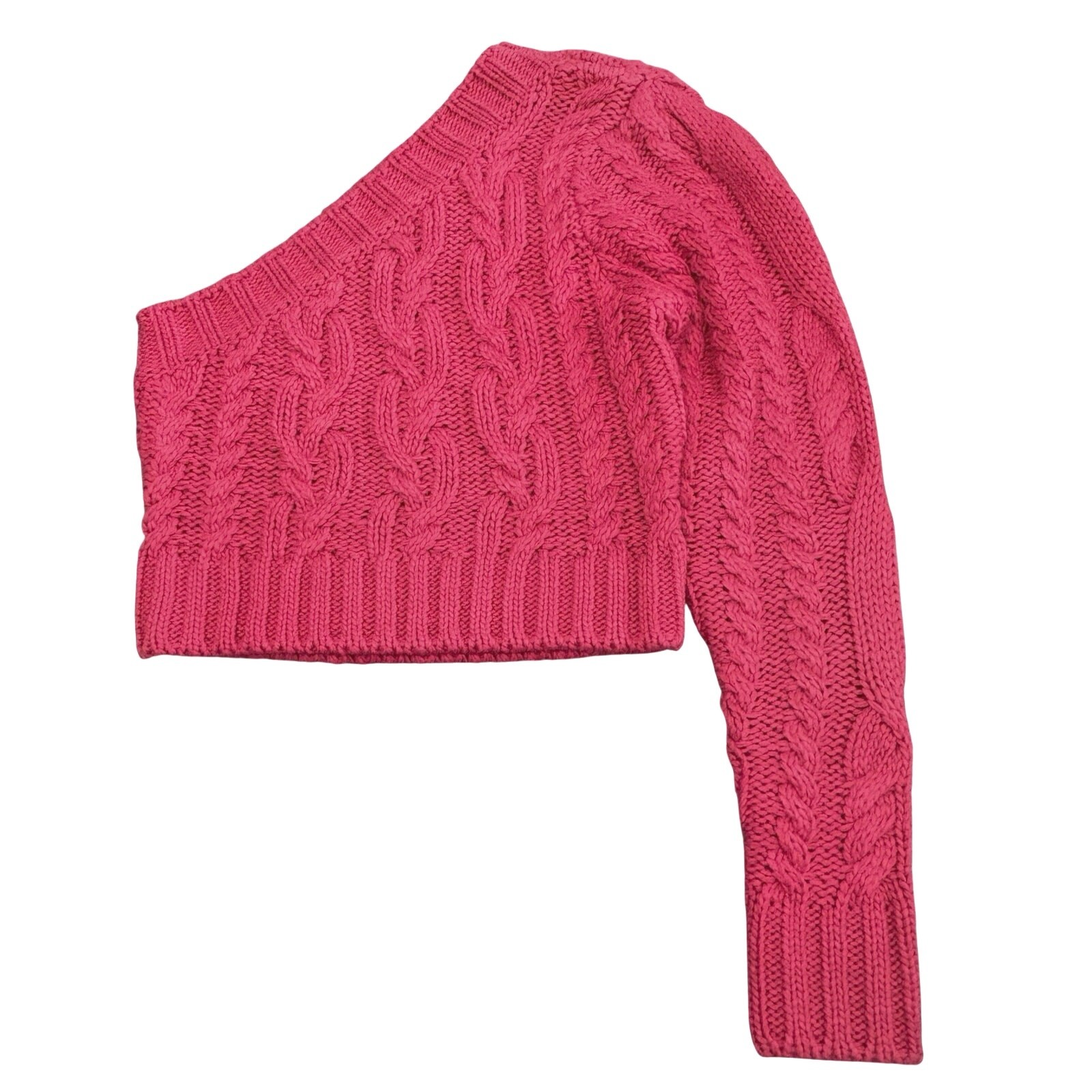 For Love & Lemons Quinn Sweater Pink Cable Knit Women’s Sz Medium Coquette Fairy