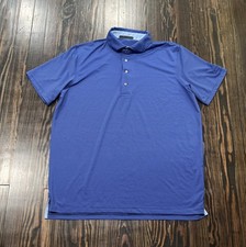 Greyson Golf Polo Shirt Men  s Large Blue Stripes Polyester Spandex