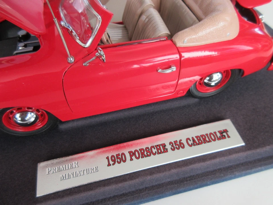 Porsche 356 Cabriolet 1950, rojo, escala 1:18, diecast, miniatura Premier Foto 2 de 4