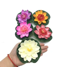 Pomeat 5 Pcs Floating Artificial Lotus Flowers Decor Yellow,red,pink 