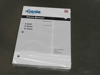Terex Genie Z-45/25, Z-45/25J, IC Power Articulated Boom Lift Parts Manual Book